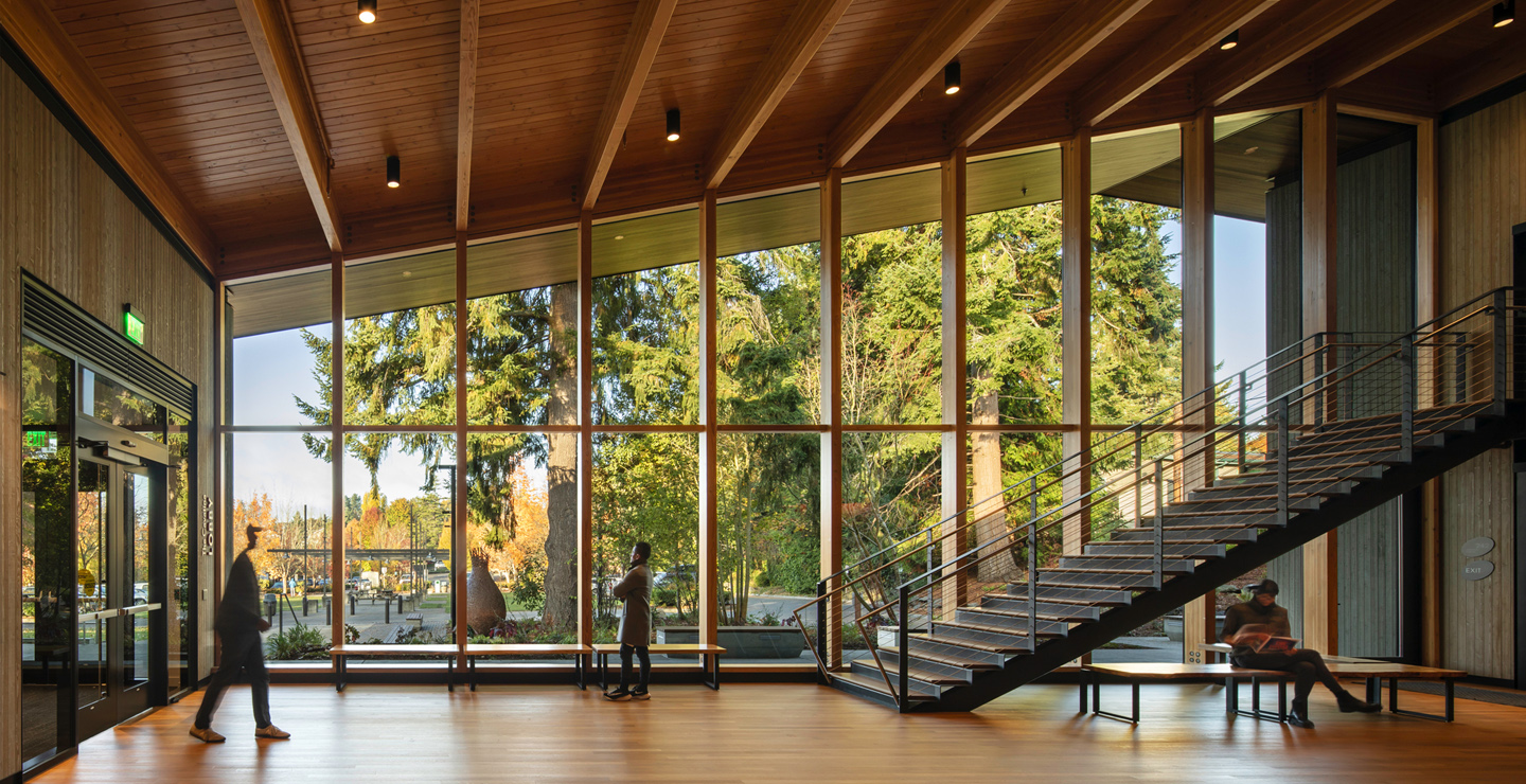The Buxton Center for Bainbridge Performing Arts interior lobby