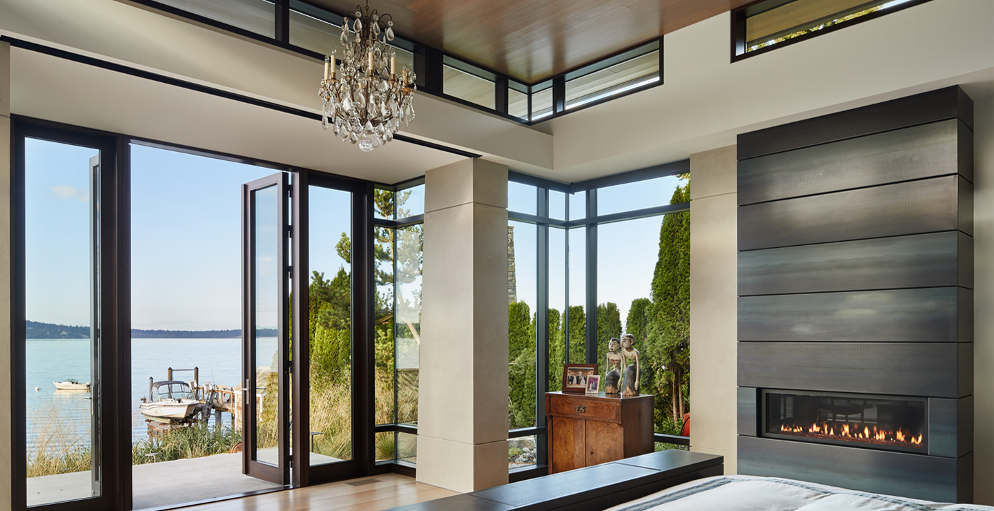 North Beach Contemporary bedroom and water view