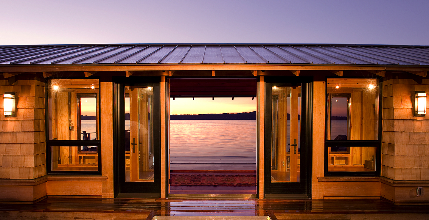 North Beach Boathouse entry and water view